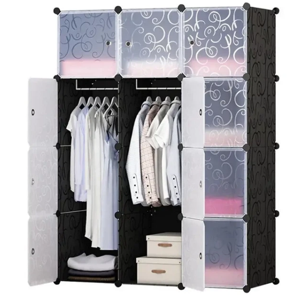 Шкаф пластиковый складной Storage Cube Cabinet МР 312-62 Черный (10112)