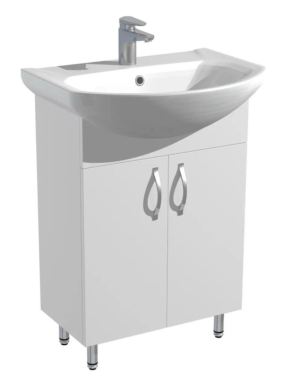 Тумба для ванної кімнати підлогова AVT ЕКО з умивальником Солас 56 см Білий (30632103) Тумба для ванної кімнати підлогова AVT ЕКО з умивальником Солас 56 см Білий (30632103)