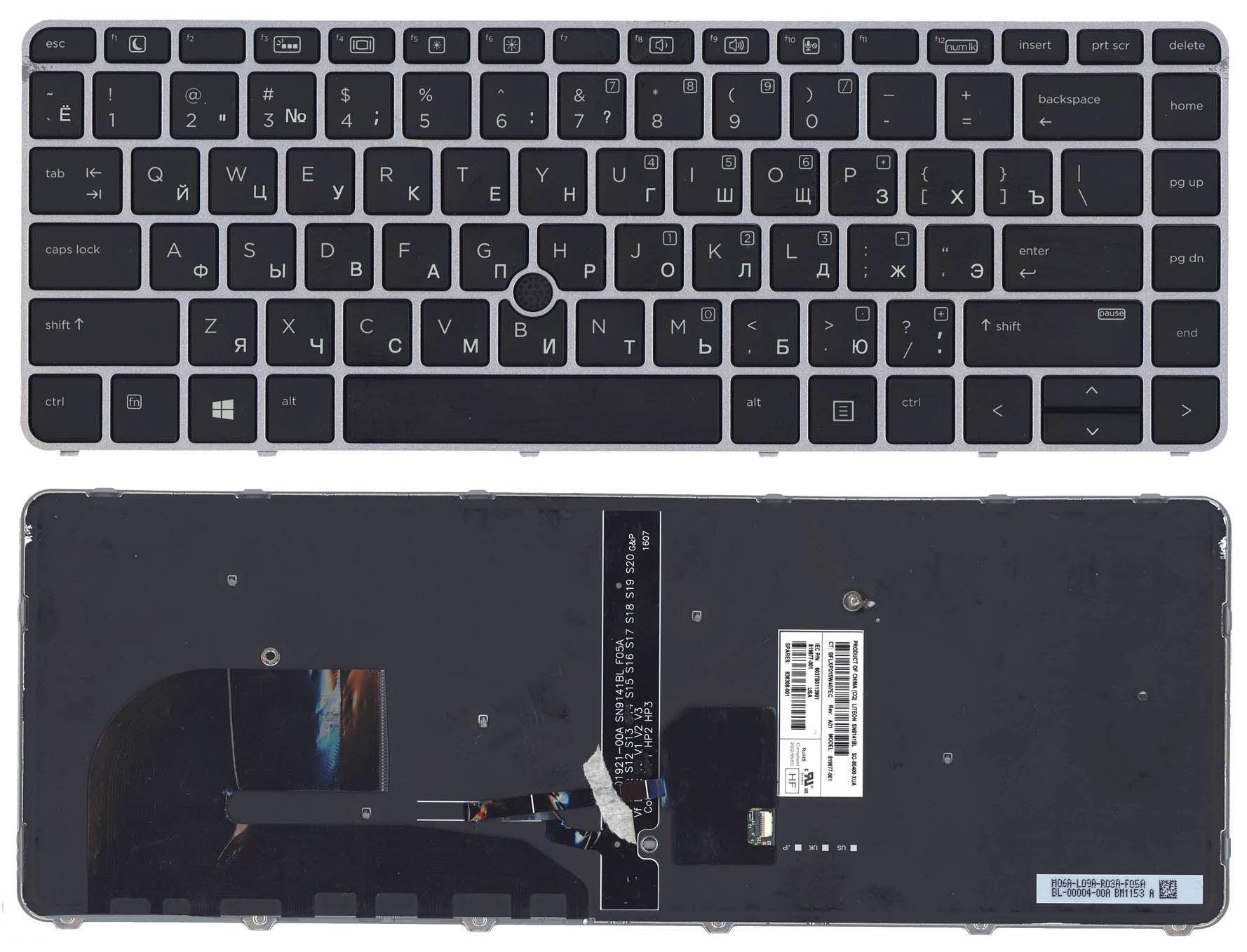 Клавіатура для ноутбука HP Elitebook 745 G3 Point Stick Gray Frame Black