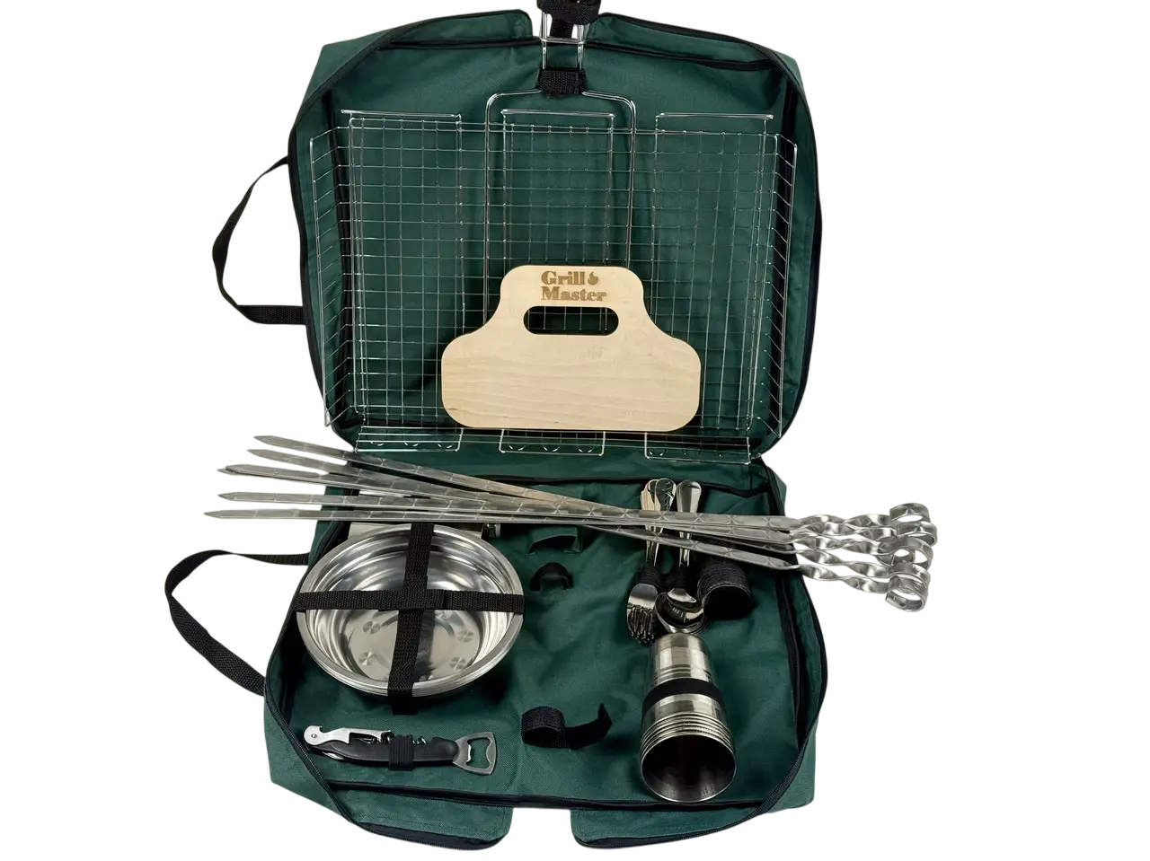 Набор для пикника GrillMaster PS-1006 с шампурами 3 мм/решеткой гриль нержавеющая сталь 40 пр. (10-164-PS-1006) Набор для пикника GrillMaster PS-1006 с шампурами 3 мм/решеткой гриль нержавеющая сталь 40 пр. (10-164-PS-1006)