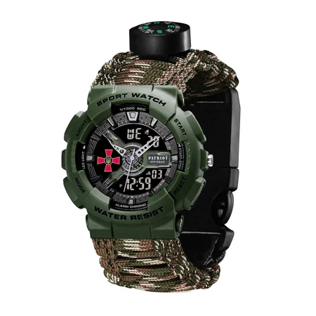 Наручные часы Patriot 005AGSU ВСУ Паракордовый ремешок с коробкой Camo Green