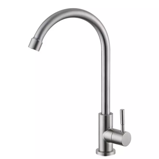 Монокран для раковины Wezer EKO14A-14 поворотный излив Нержавеющая сталь Монокран для раковины Wezer EKO14A-14 поворотный излив Нержавеющая сталь