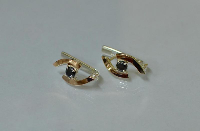 Серебряные серьги Sil 113s-1 Черный (Sil-881)