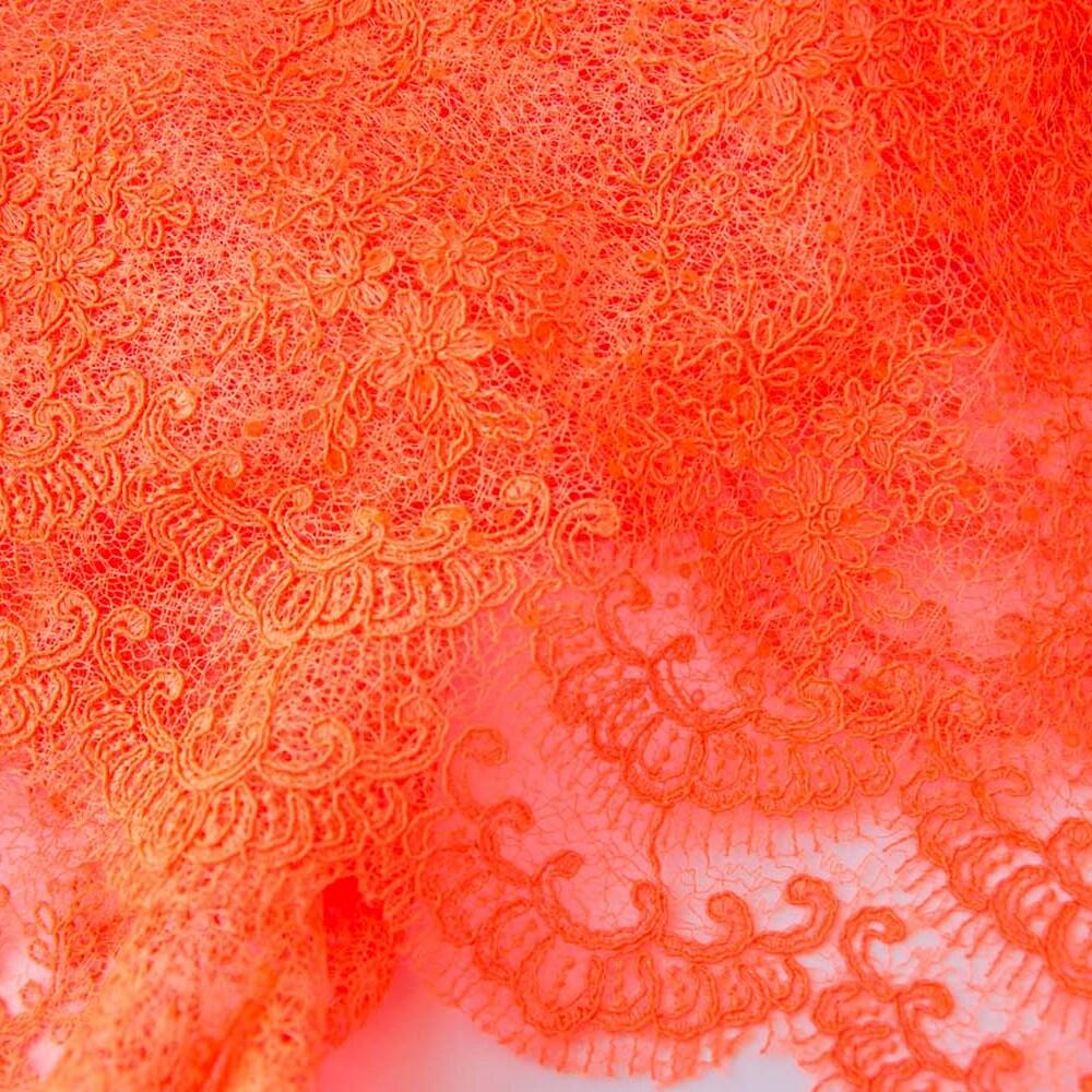 Ткань гипюр Красавица Неон оранжевый (11739)