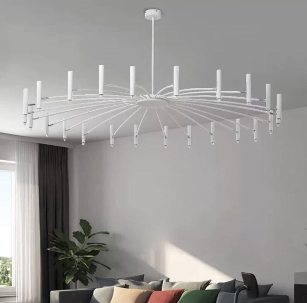 Люстра современная трубчатая с 18 регулирующими плафонами-спотами Белый (ST 01/18 WT) Люстра современная трубчатая с 18 регулирующими плафонами-спотами Белый (ST 01/18 WT)