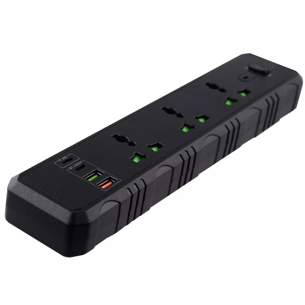 Фильтр сетевой Power Socket T25-QC 3 розетки + 2 USB + 2 Type-C Black (9756627)