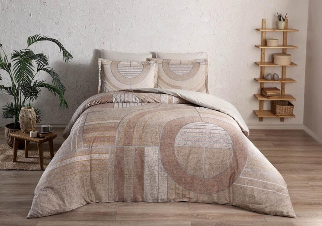 Постельное белье TАС Сатин Делюкс Marne kahve v54 Евро Коричневый