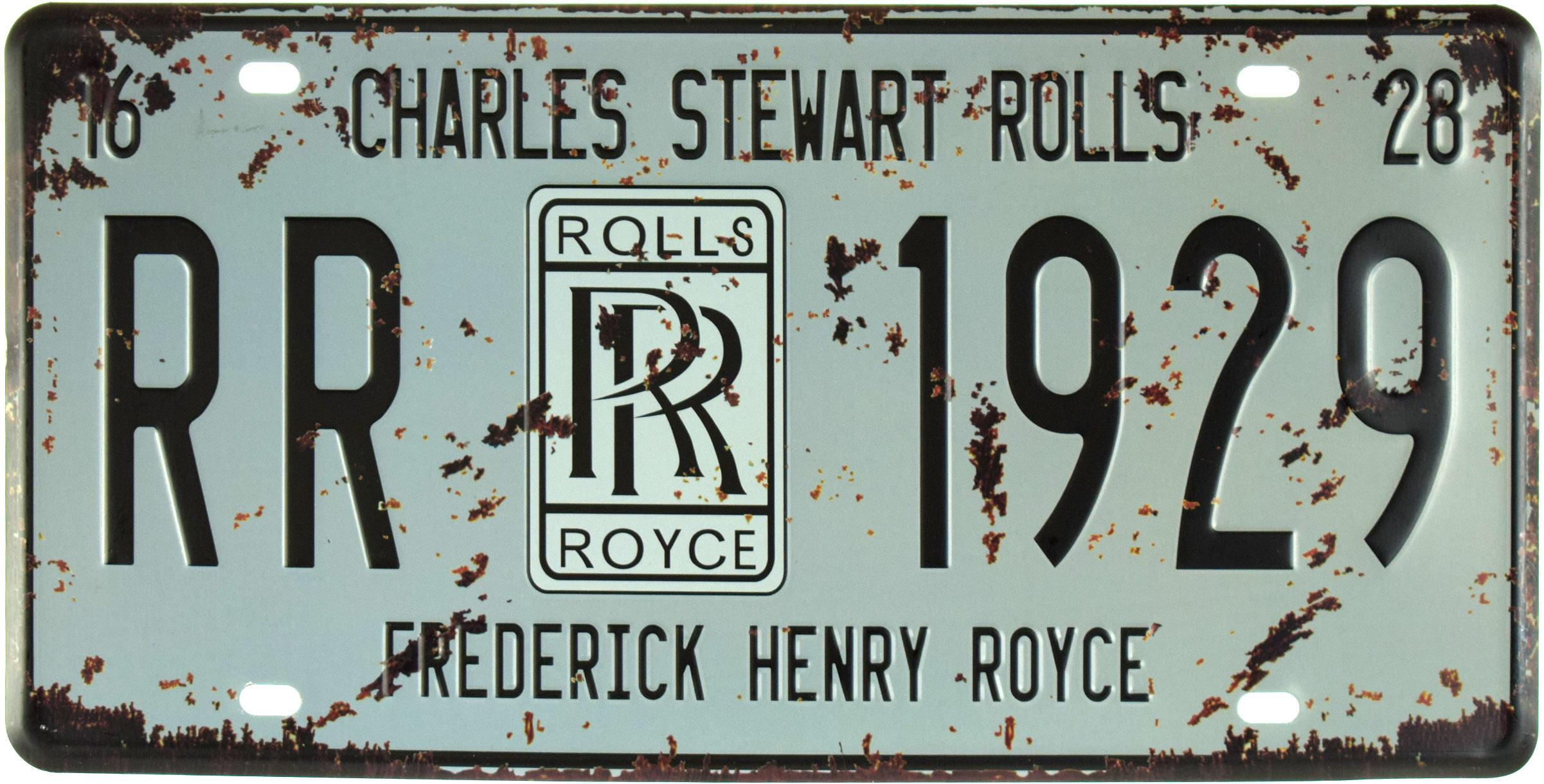 Табличка металлическая Чарльз Стюарт Роллс/Charles Stewart Rolls Rolls Royce RR 1929 15x30 см
