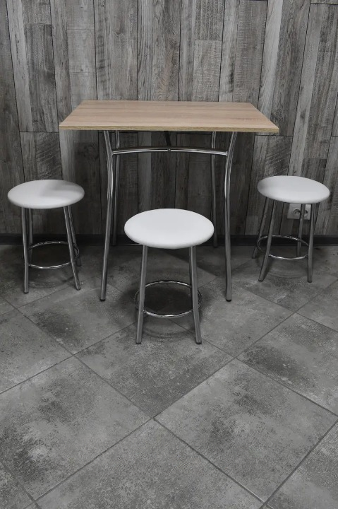 Кухонний комплект Teddy Тріо стіл/табурети 3 шт. в хром-корпусі 60х80х75 см Сонома/Білий (28374229)