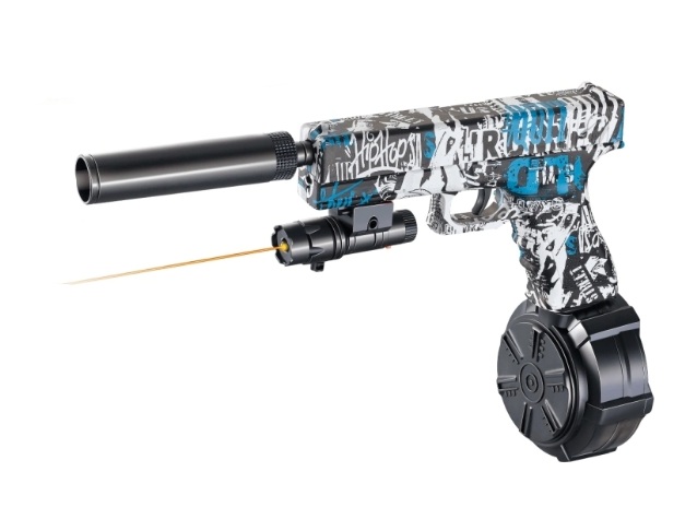 Пистолет стреляет орбизами на аккумуляторе глушитель/защитные очки/зарядка/три магазина Синий (1111807-5blue)