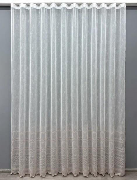 Тюль лен с вышивкой Молочный/Пудровый (1621т)