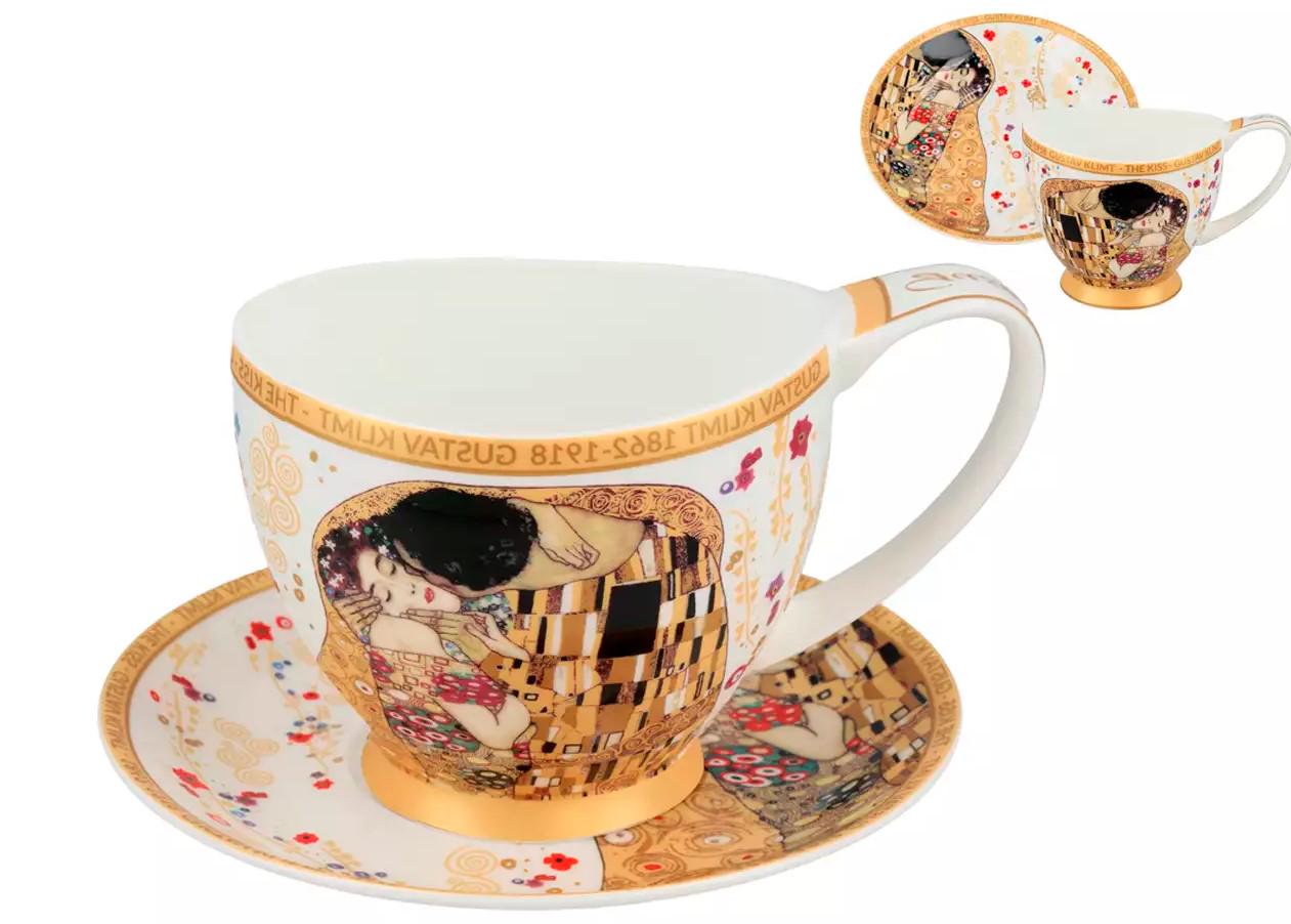 Чашка фарфоровая с блюдцем Carmani Г. Климт Поцелуй белый фон 350 мл (532-3052) - фото 3 Чашка фарфоровая с блюдцем Carmani Г. Климт Поцелуй белый фон 350 мл (532-3052) - фото 3