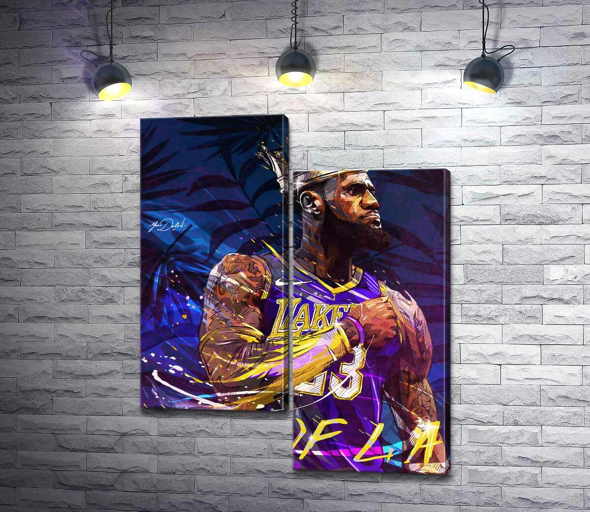 Модульная картина ArtPoster Баскетболист Леброн Джеймс (LeBron James) - король Лос-Анджелеса 80x100 см Модуль №5 (000111)