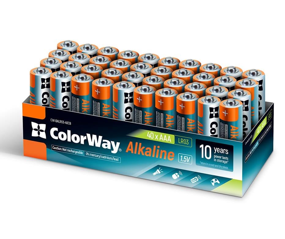 Батарейки ColorWay AAA/LR03 Alkaline Power 1,5V 40 шт. (CW-BALR03-40CB)