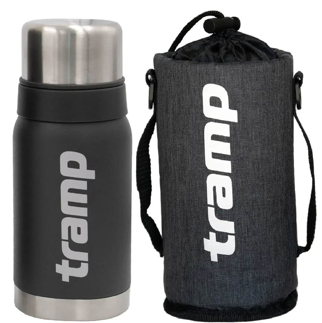 Комплект термос/термочехол для напитков Tramp expeditio из нержавеющей стали держит 24 ч. 0,5 л (TRC-030-grey)