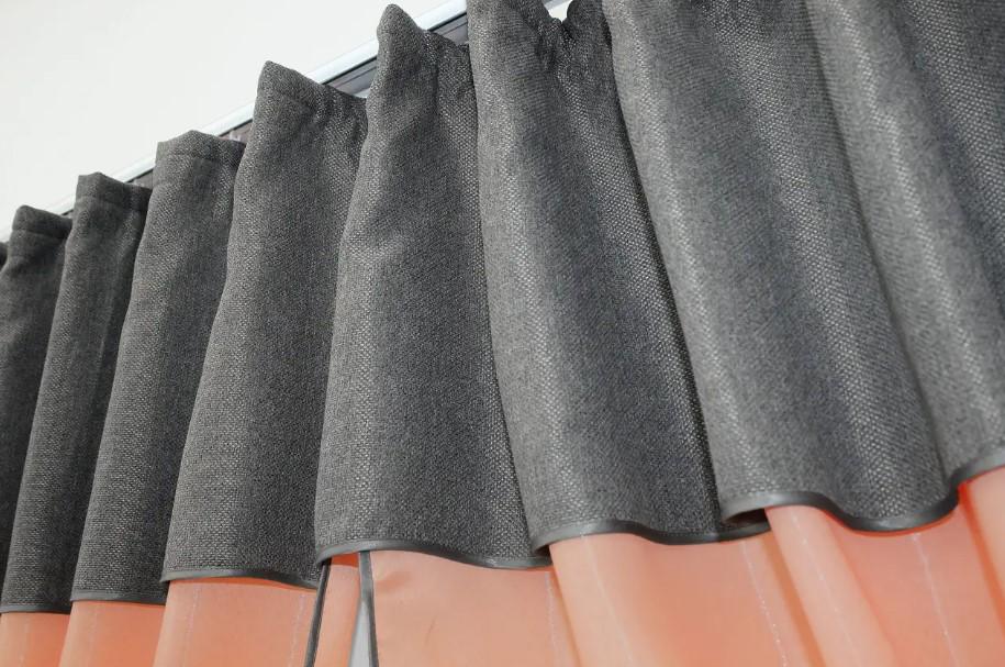 Комплект штор на кухню/балкон с ламбрекеном 270х170 см Персиковый/Серый (073к) - фото 5 Комплект штор на кухню/балкон с ламбрекеном 270х170 см Персиковый/Серый (073к) - фото 5