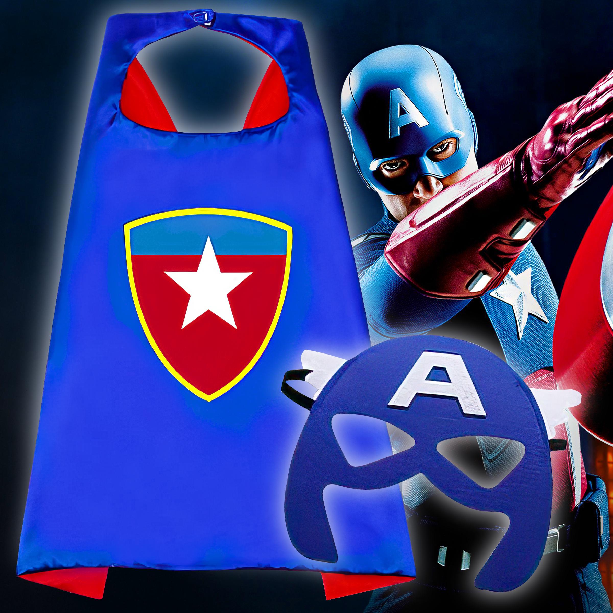 Карнавальний костюм дитячий плащ з маскою Капітан Америка для хлопчиків від 2 до 6 років - фото 2