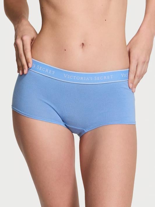 Трусики Victoria’s Secret Logo Cotton Boyshort Panty Blue Bonnet S Голубой (26878349)