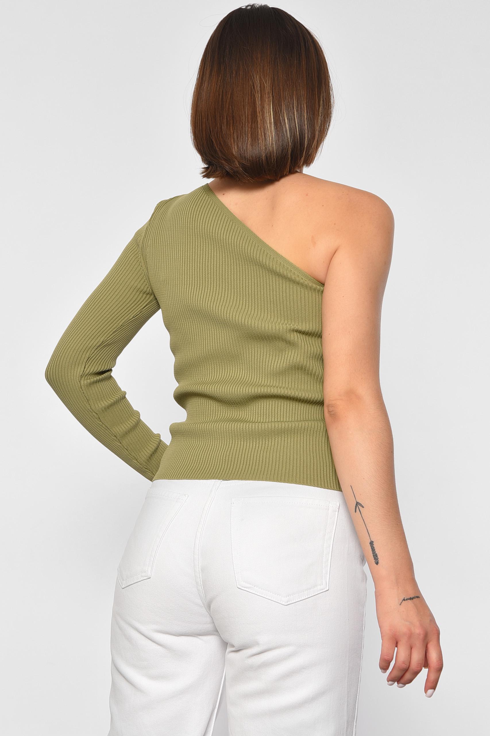 Кофта трикотажна жіноча з одним рукавом M Оливковий (187729) - фото 3 Кофта трикотажна жіноча з одним рукавом M Оливковий (187729) - фото 3