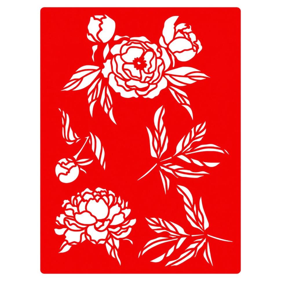 Трафарет многоразовый Fabrika Decoru Peony garden 150х200 мм Красный (RN-250-N-2673)