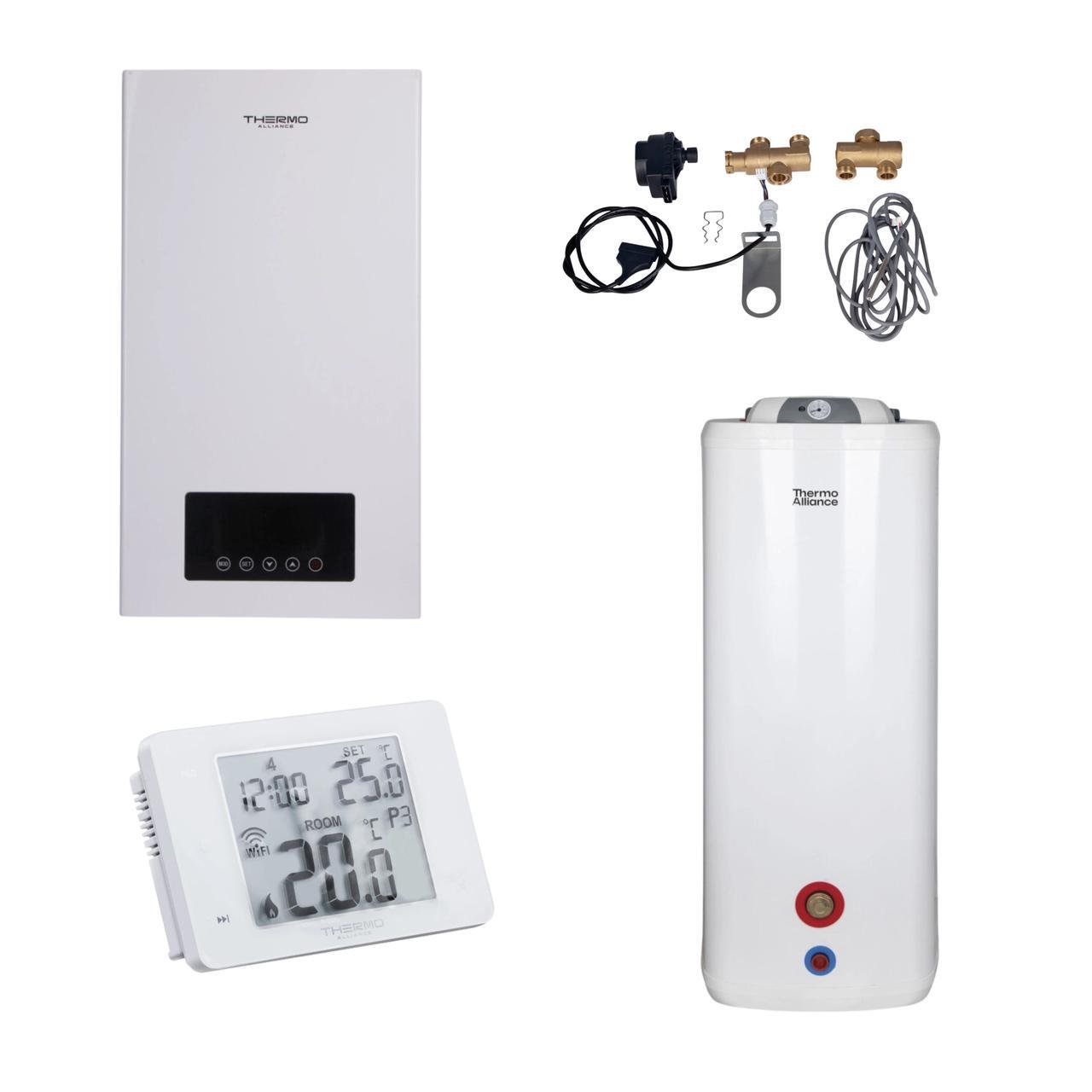 Комплексне рішення для котельні Thermo Alliance електричний котел 8 кВт/комплект підключення бойлера комбінований підлоговий (2657693487) Комплексне рішення для котельні Thermo Alliance електричний котел 8 кВт/комплект підключення бойлера комбінований підлоговий (2657693487)