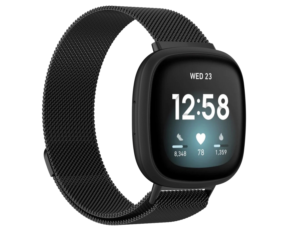 Миланский сетчатый ремешок Primo для часов Fitbit Versa 3/Fitbit Sense L Black