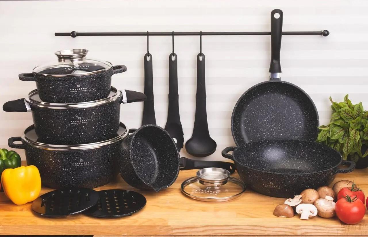 Набор кастрюль для индукционных плит с мраморным покрытием Edenberg EB-8146 15 пр.