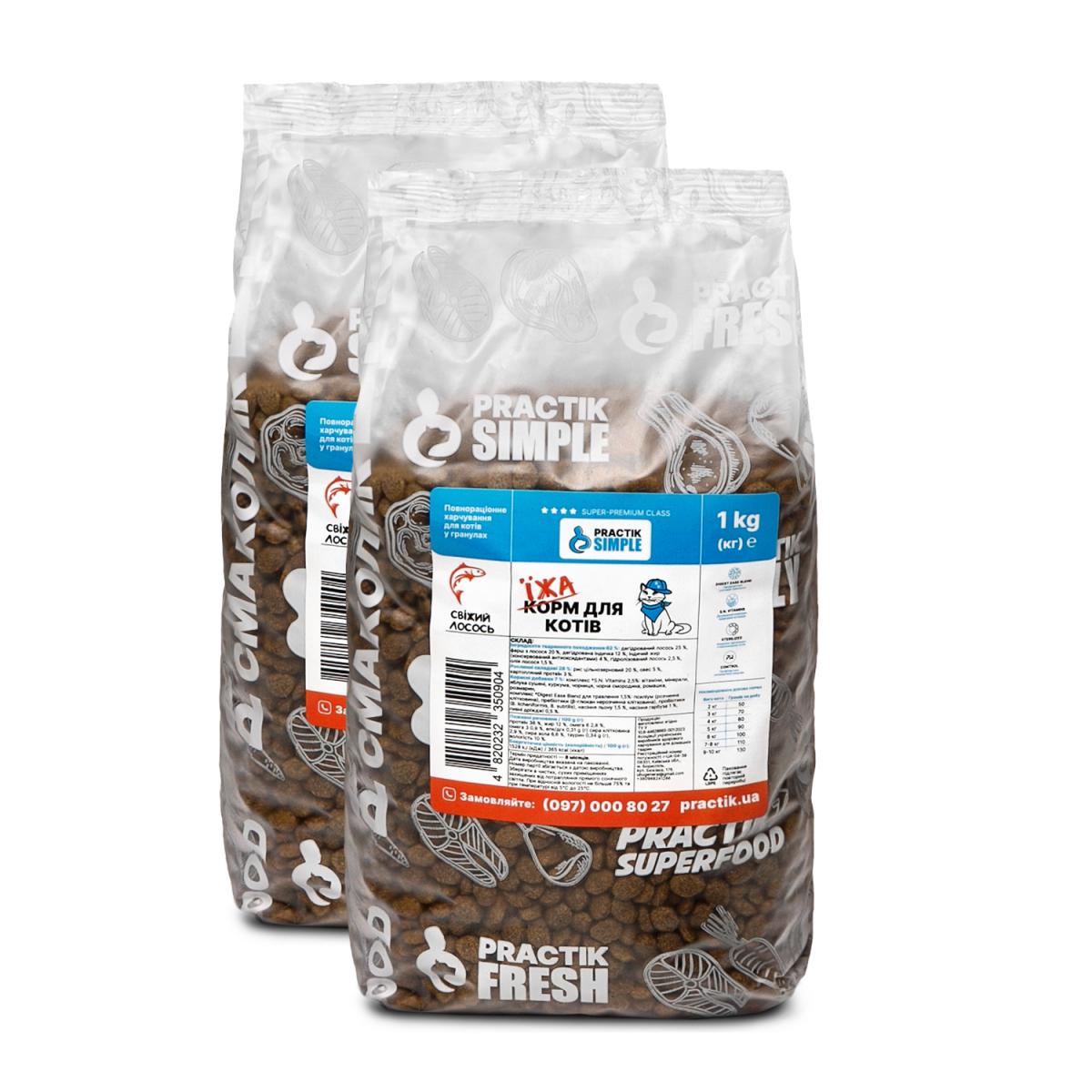 Корм для котів Practik Simple Суперпреміум з Свіжим Лососем 2 кг (2CSS904)