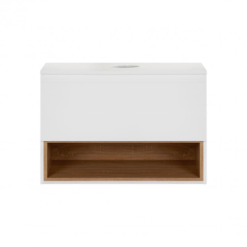 Тумба подвесная Q-tap Robin 700х476х437 White/Whitish oak со столешницей QT1379TPН7001WWO (13778)