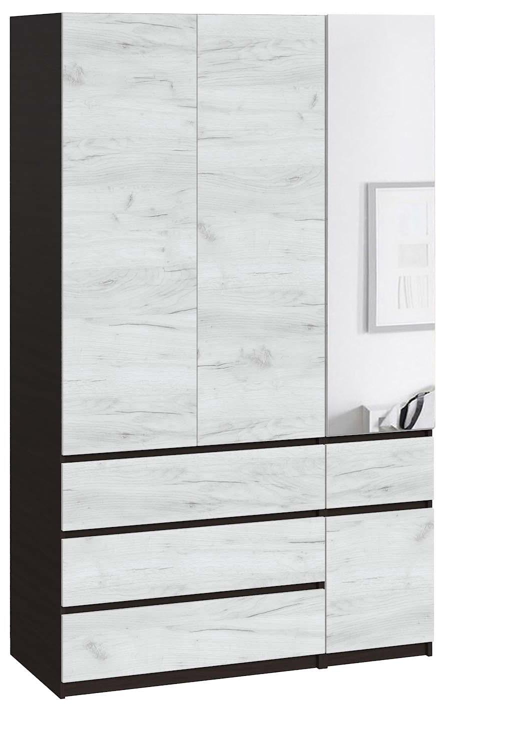 Шкаф с зеркалом Мастер Форм Брайт правосторонний 1300х520х2000 мм Венге магия/Дуб крафт белый (32614)