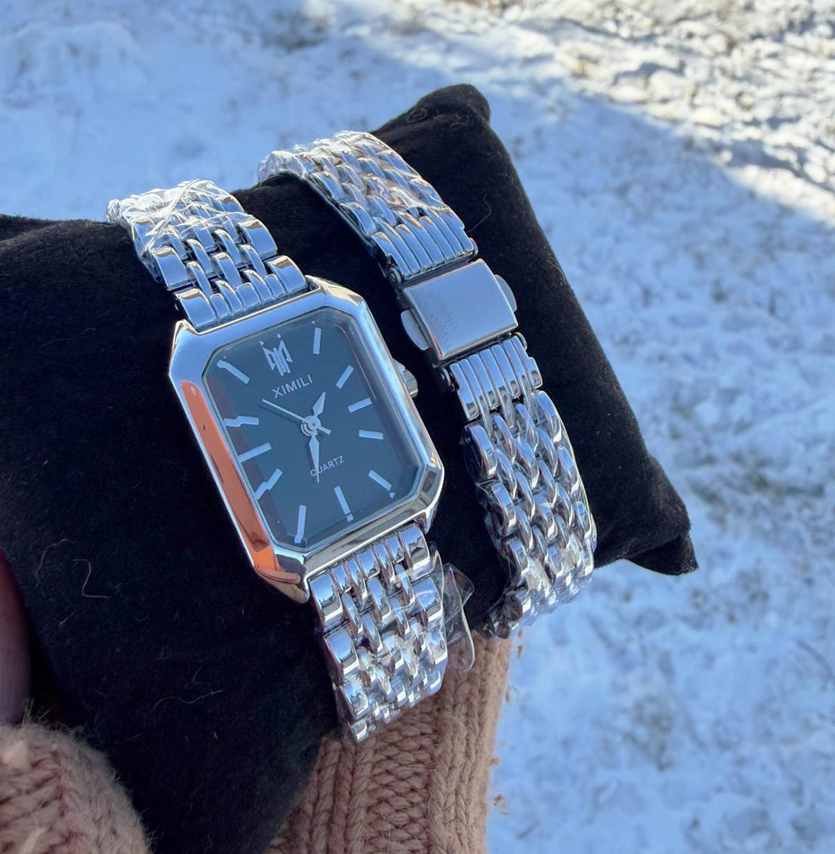 Часы женские GONCHAR & CO XIMILI медицинский сплав кварцевый механизм Серебристый/Черный (65-06)