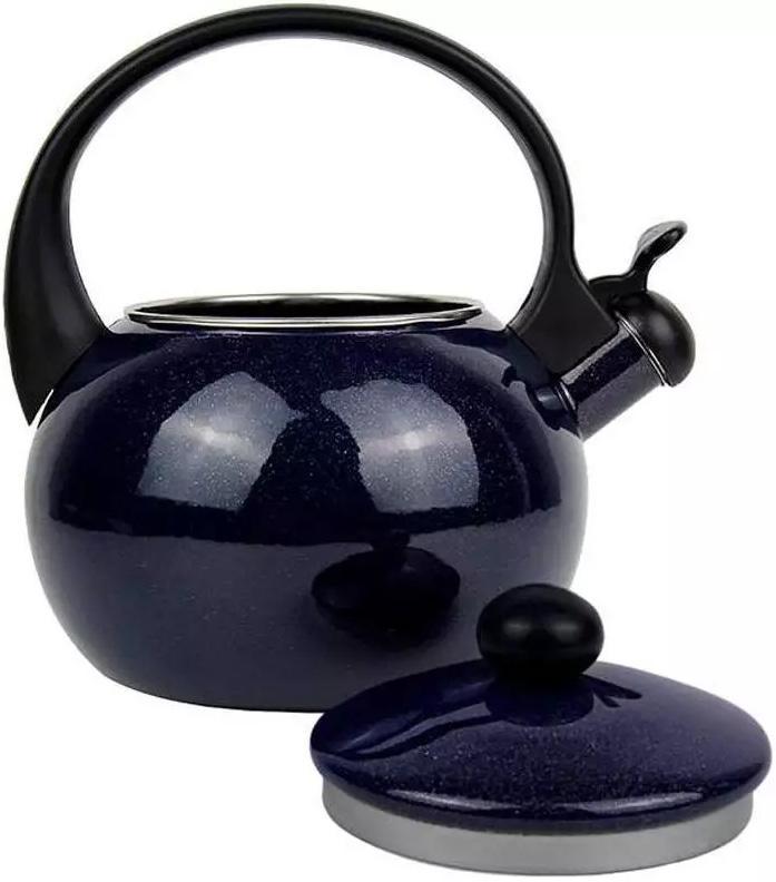 Чайник эмалированный Kamille Boiling Water со свистком 2,2 л Темно-синий металлик (KM-1038B) - фото 2 Чайник эмалированный Kamille Boiling Water со свистком 2,2 л Темно-синий металлик (KM-1038B) - фото 2