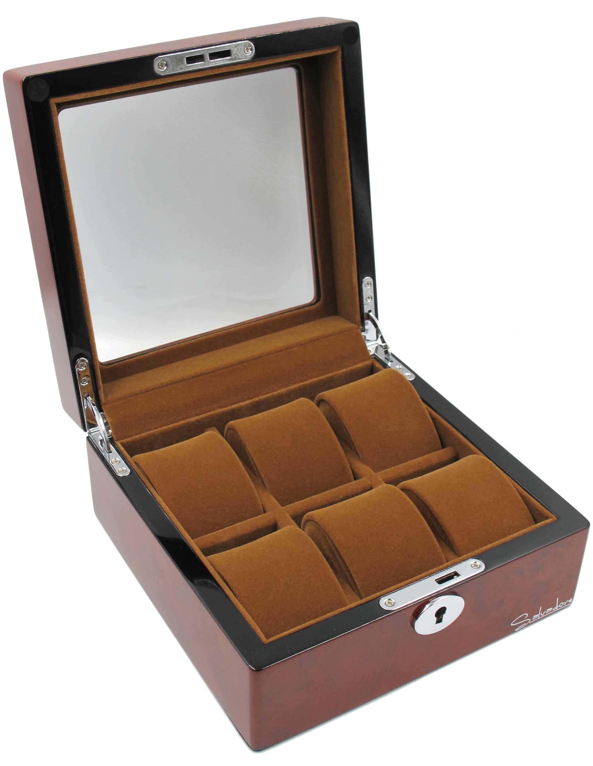 Шкатулка для зберігання годинників Salvadore Коричневий (Salvadore 802-6DBK)