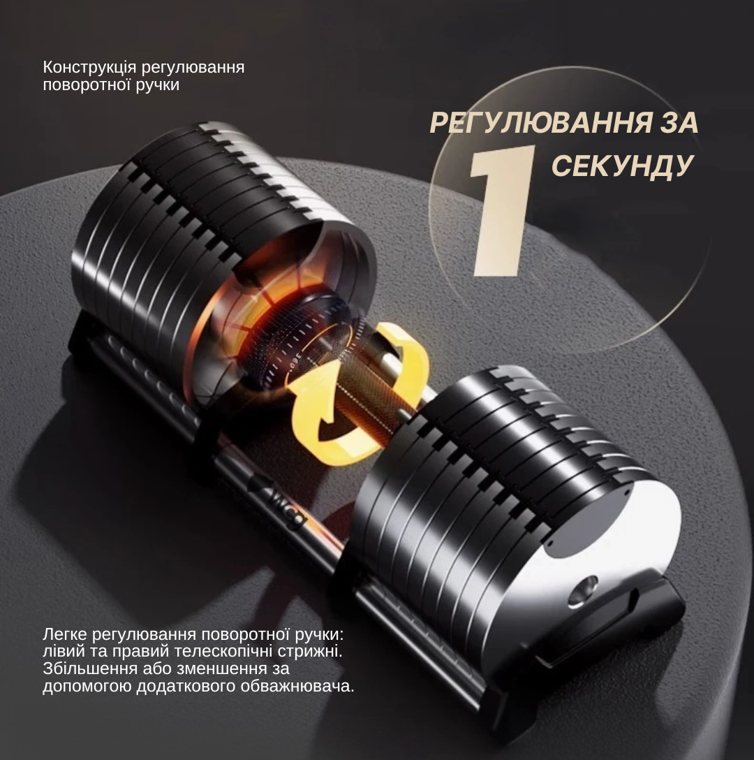 Гантеля стальная разборная регулируемая WCG 38 кг 16 уровней 5,5-38 кг Черный (01038M1) - фото 5 Гантеля стальная разборная регулируемая WCG 38 кг 16 уровней 5,5-38 кг Черный (01038M1) - фото 5