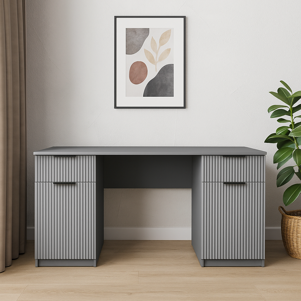 Стол письменный СП4 2Я2Д SENAM 750х1500х600 мм корпус ДСП Серая мышка фасад МДФ краска RAL7004 Серый фрезеровка Плаше Грос