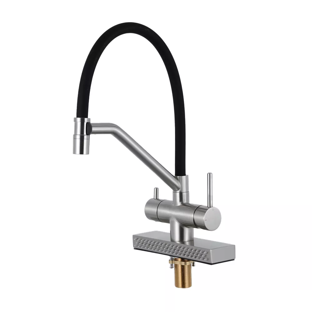 Змішувач для кухні Gappo G4098-5 з водоспадом двоважільний Сатин (SQ-1047625)