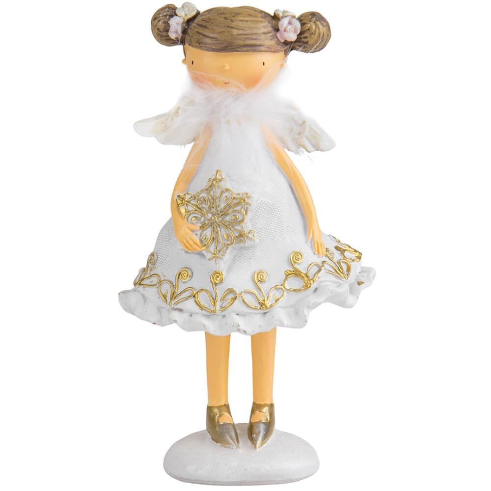 Новогодняя фигурка для праздничного интерьера Стефания 18 см из полистоуна Белый (147-81-6014-038)