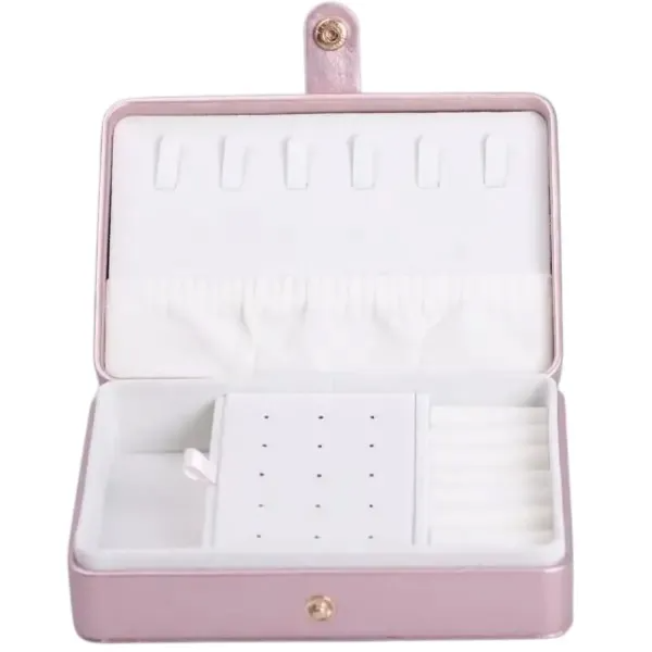 Ящик-органайзер для украшений на кнопке 16х11х4,7 см Розовое золото