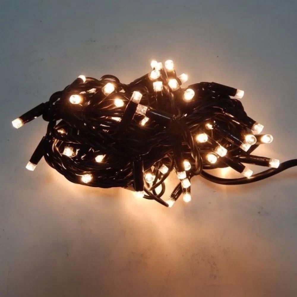 Гирлянда уличная Нить LED 100 черный провод Теплый белый (1-32)