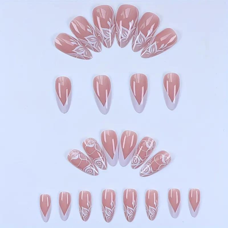 Накладні нігті Френч із дизайном мигдаль із клейовими пластинами 24 шт. Білий (2689612490) - фото 4 Накладні нігті Френч із дизайном мигдаль із клейовими пластинами 24 шт. Білий (2689612490) - фото 4