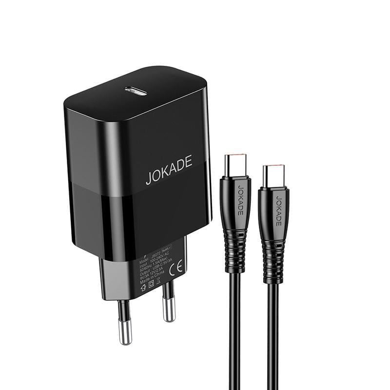 Мережевий зарядний пристрій Jokade JB073 USB-C/30W та кабель Type-C – Type-C Чорний (844735)