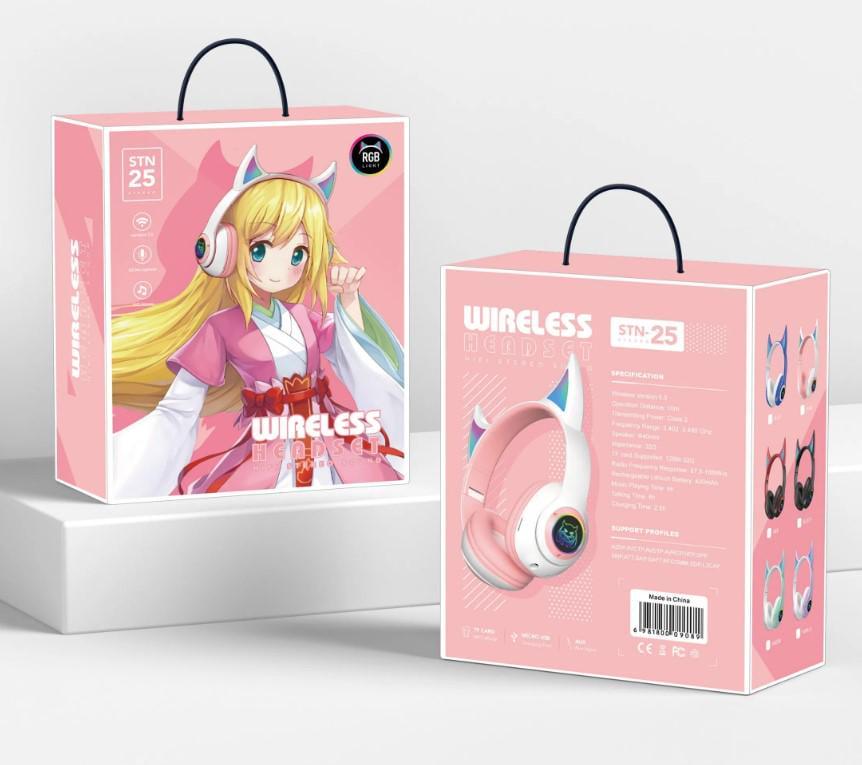 Навушники Bluetooth STN-25 з декоративними вушками і яскравим підсвічуванням Рожевий (2104618665) - фото 5 Навушники Bluetooth STN-25 з декоративними вушками і яскравим підсвічуванням Рожевий (2104618665) - фото 5