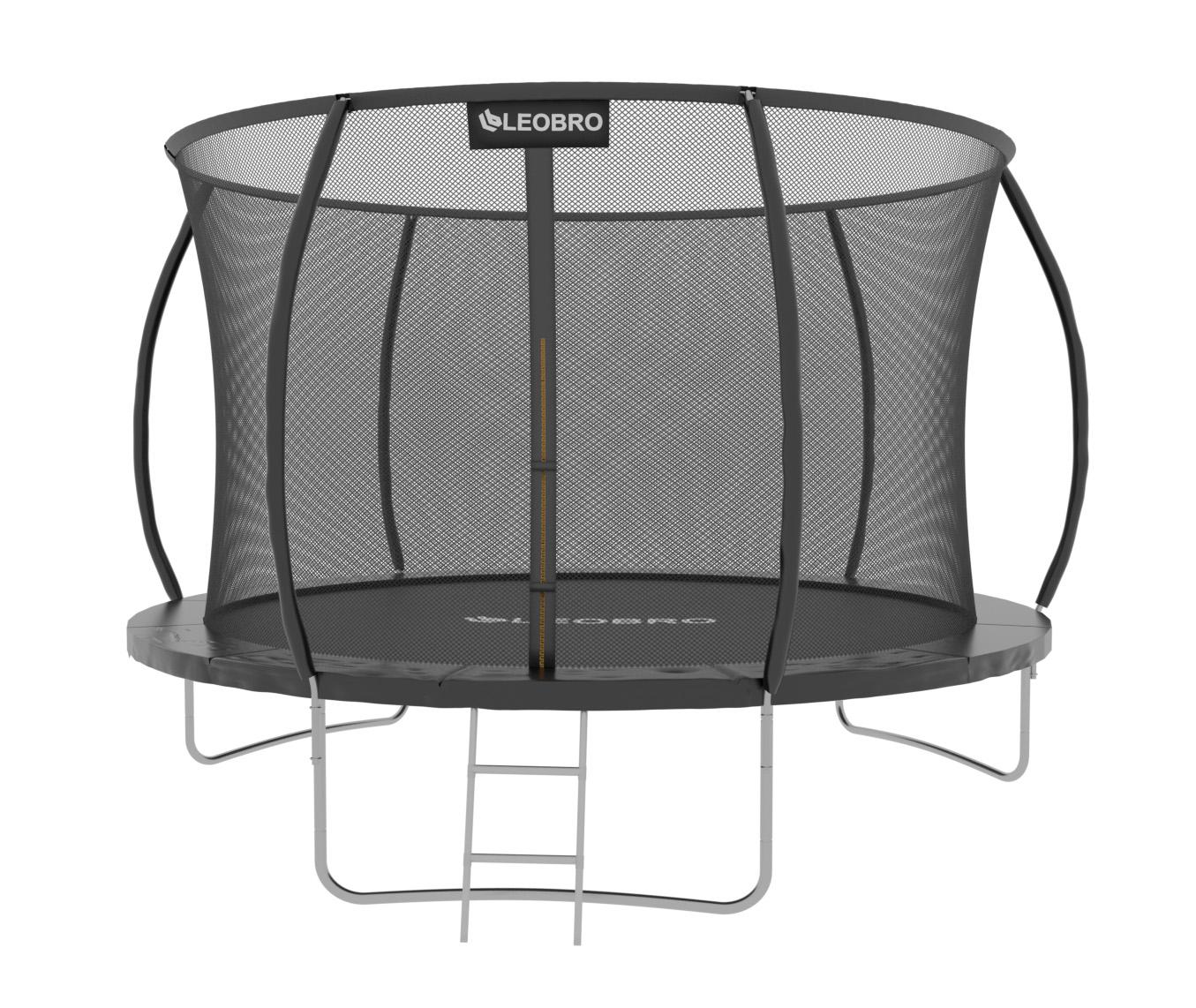 Батут с внутренней защитной сеткой и лестницей LEOBRO Premium Pro 8FT 252 см нагрузкой до 100 кг Black (leo-139943)