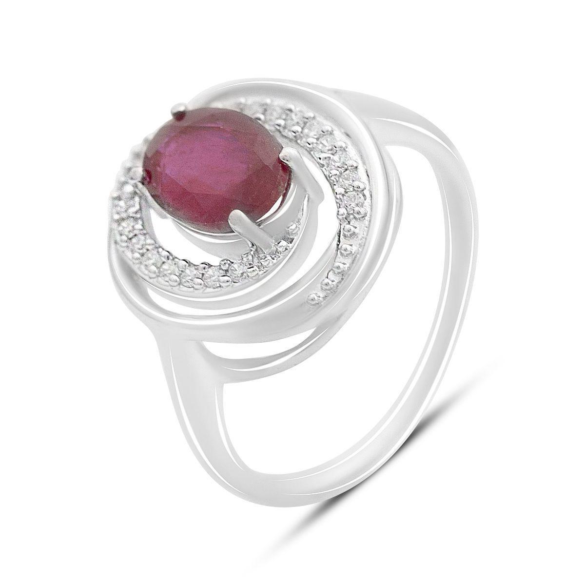 Кольцо серебряное Tiva с натуральным рубином и фианитами 2,03 ct 4,22 г р. 18 (2165125)