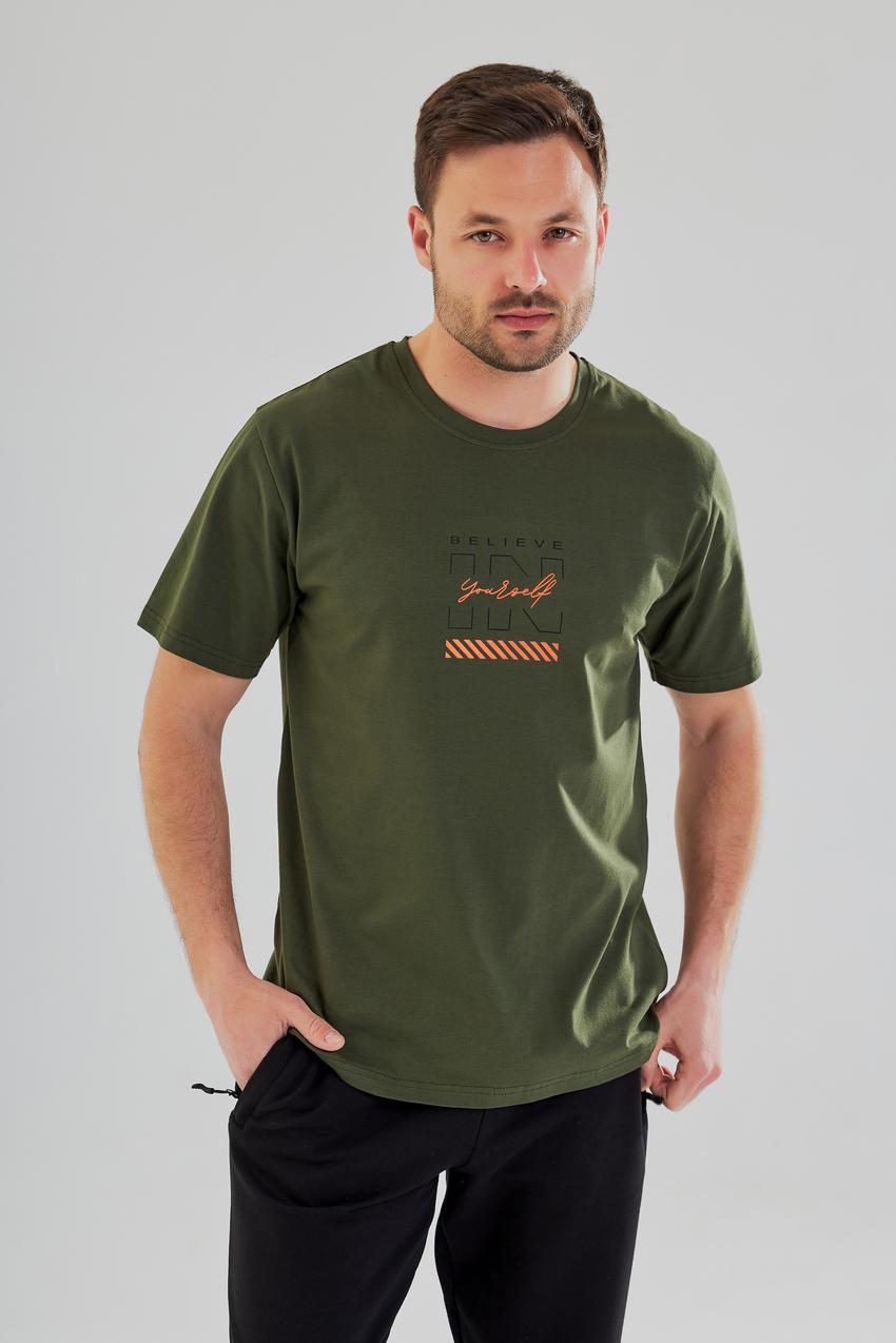 Мужская футболка с принтом "Believe in yourself L Хаки (М45.3)