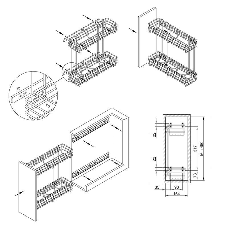 Карго с боковым креплением 2 полки без направляющих 200 мм Хром (59977) - фото 5 Карго с боковым креплением 2 полки без направляющих 200 мм Хром (59977) - фото 5