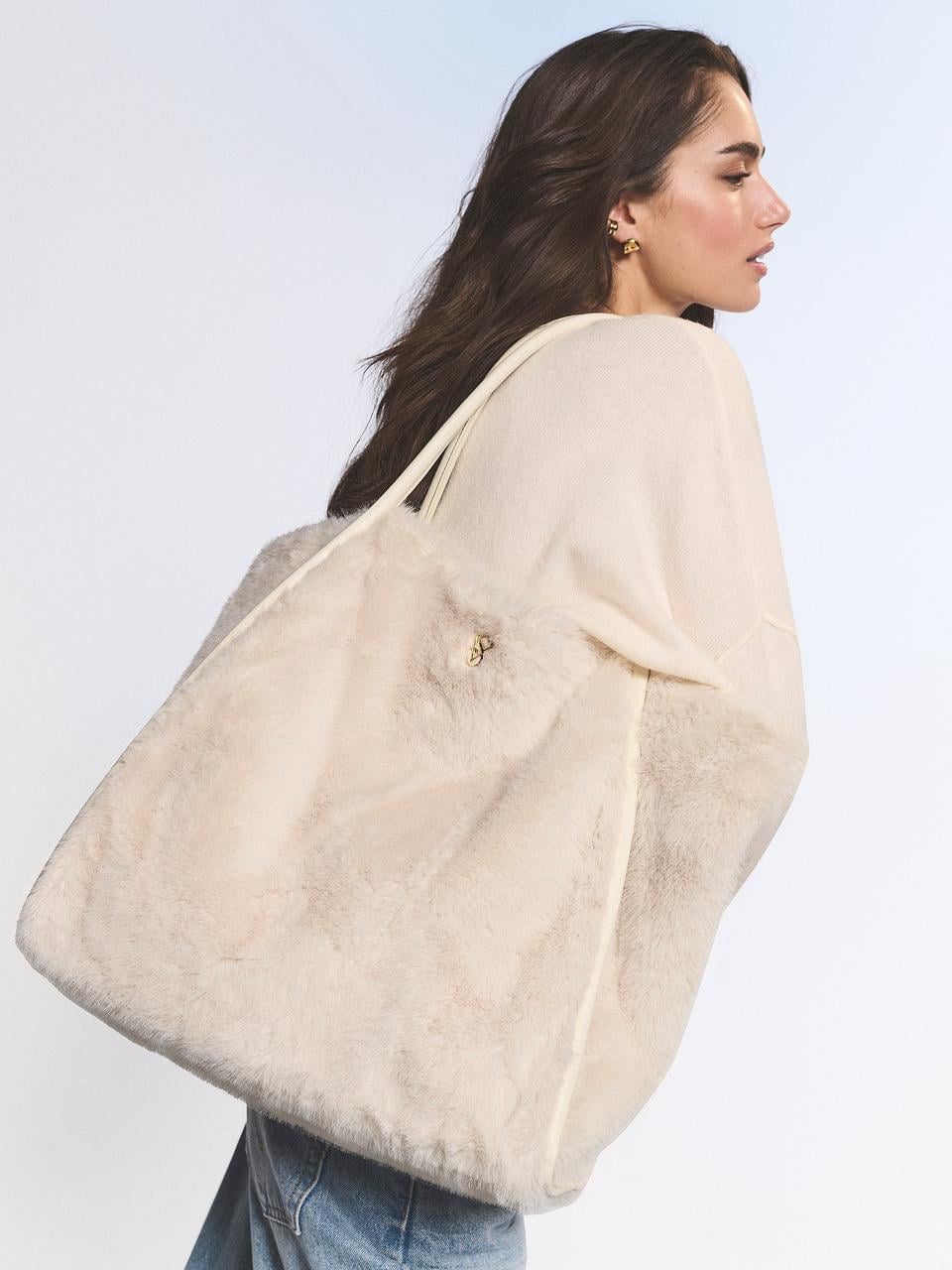 Жіноча сумка шопер Victoria's Secret Faux-Fur Tote Бежевий (84784546935)