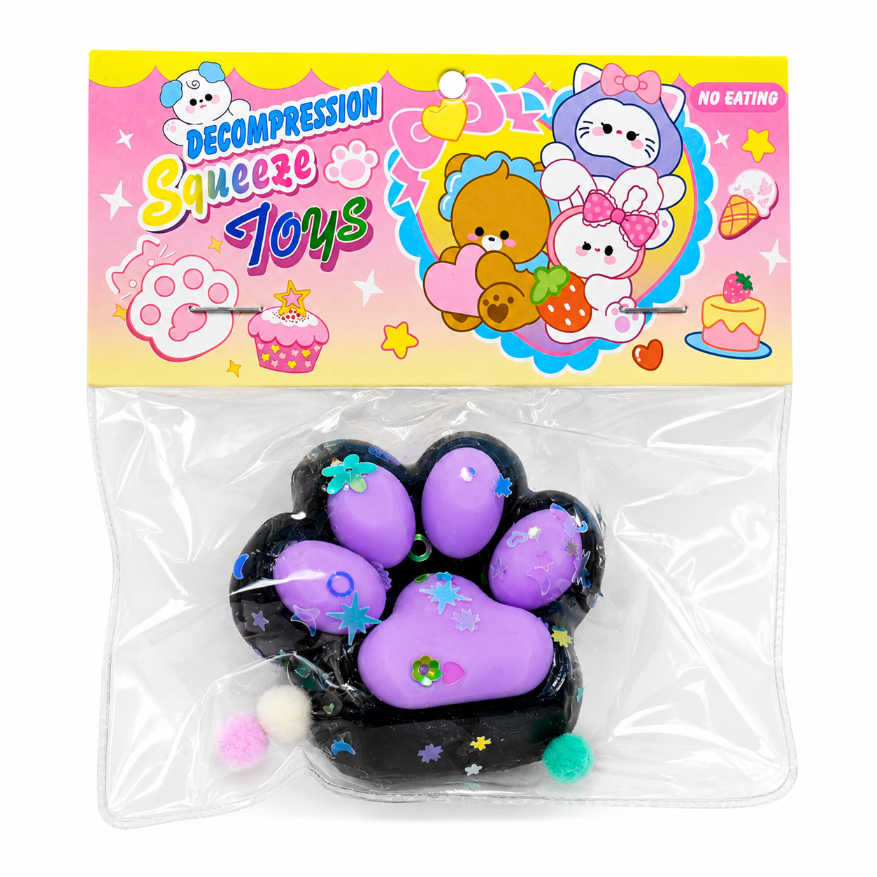 Игрушка антистресс сквиш Кошачья лапка с блестками (35545355)