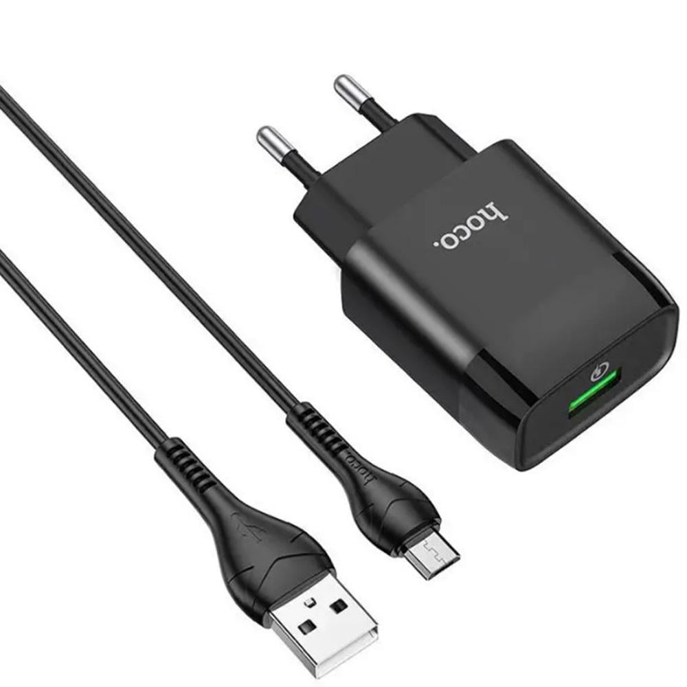 Зарядний пристрій Hoco C72A кабель Micro USB 2.1A Black (8f96167f)