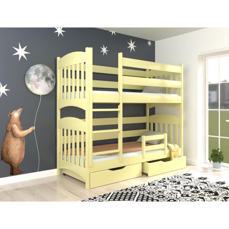 Двухъярусная кровать Luna Мелисса из натурального дерева с бортиком и ящиками 80х160 см Слоновая кость (43786)